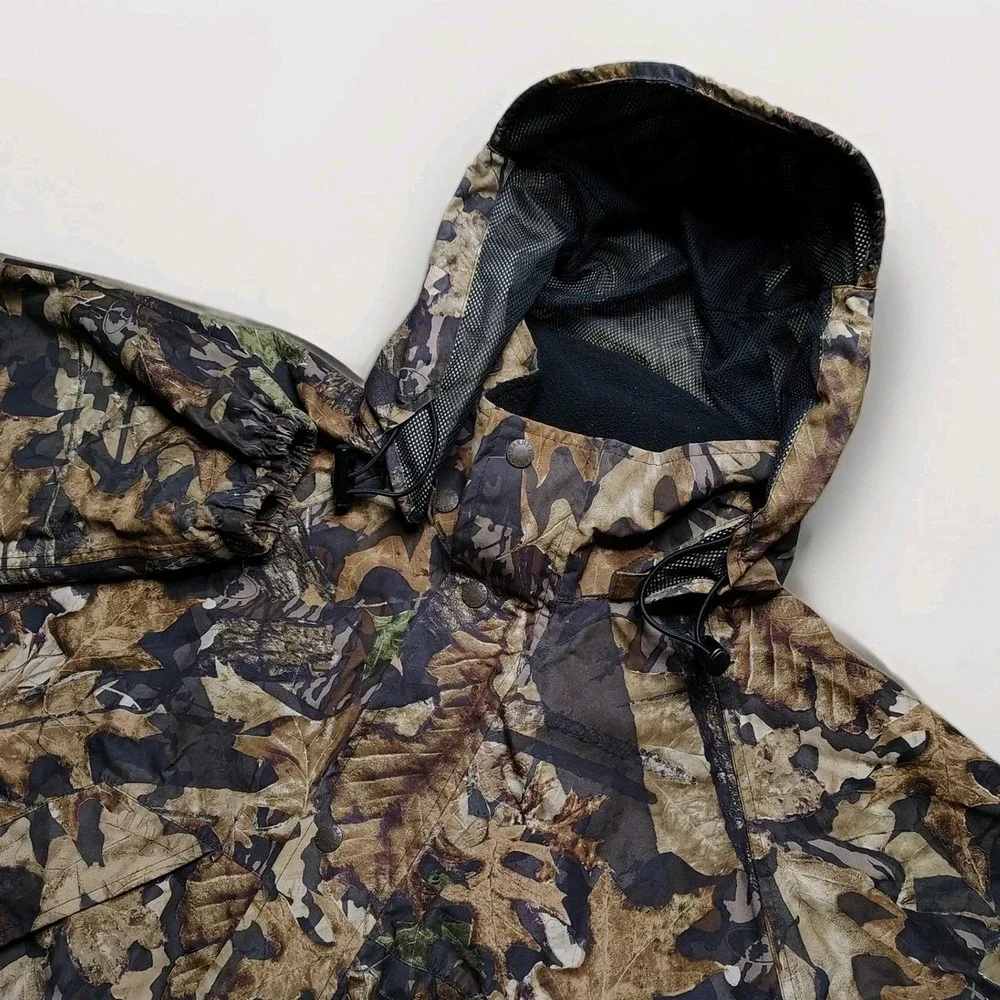 Stearns Dry Wear Camo Mossy Oak Forest Hunt Jacket Men's L Windbreaker Outdoor